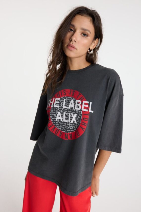 The label t-shirt grey Alix the label