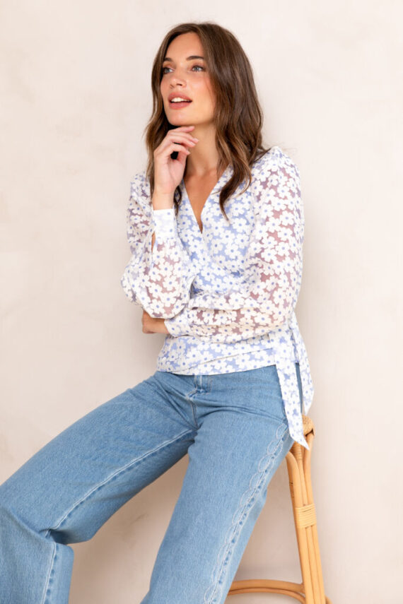 Bianca blouse ijsblauw Freebird