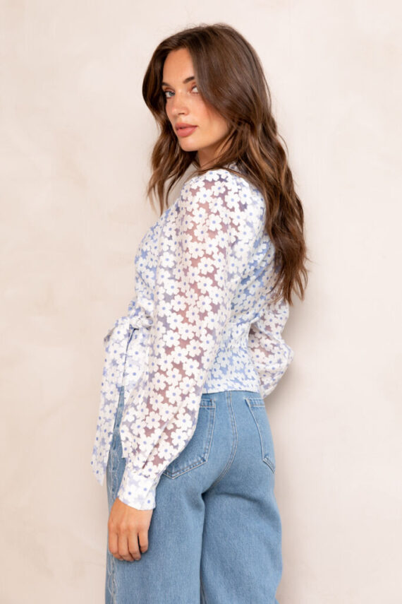 Bianca blouse ijsblauw Freebird