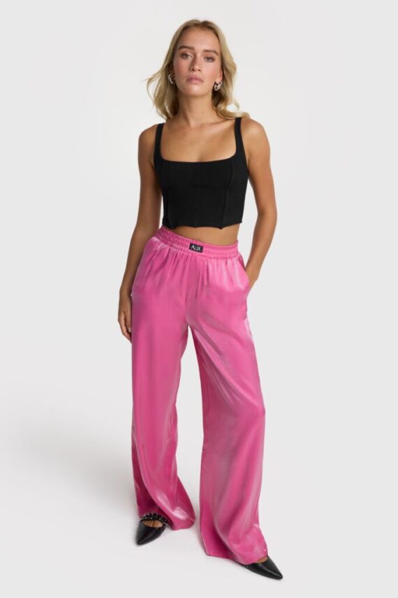 Shine wide leg pants pink Alix the label