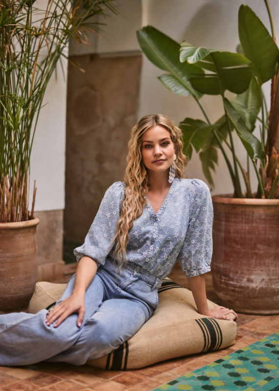 Basha SS Blouse Blauw Freebird
