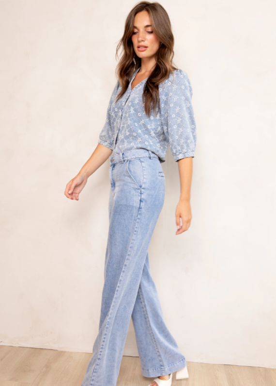 Basha SS Blouse Blauw Freebird
