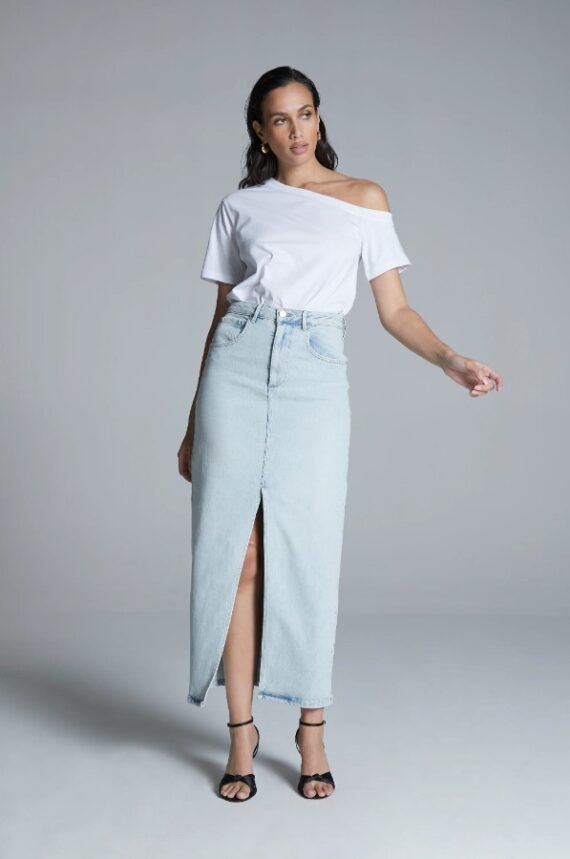 Long denim skirt with slit Homage