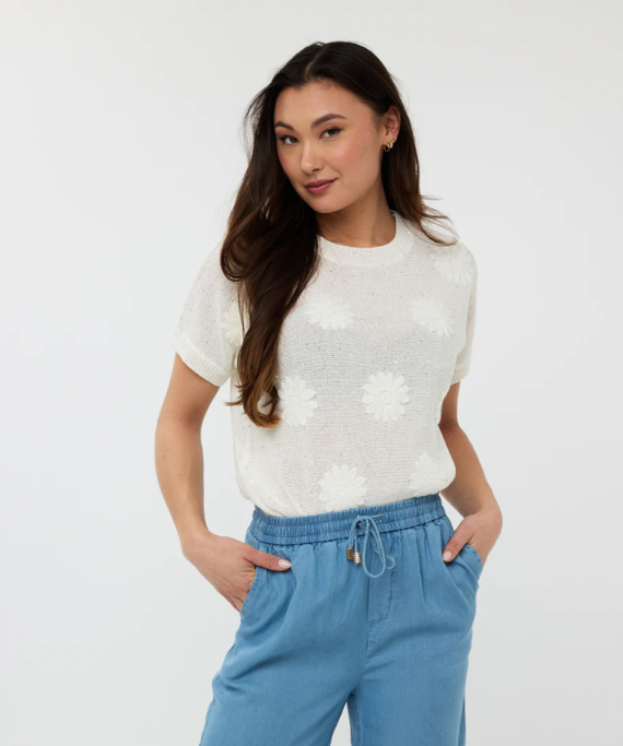 Sweater embroidery flowers Esqualo