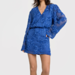 Tape lace dress cobalt Alix the Label