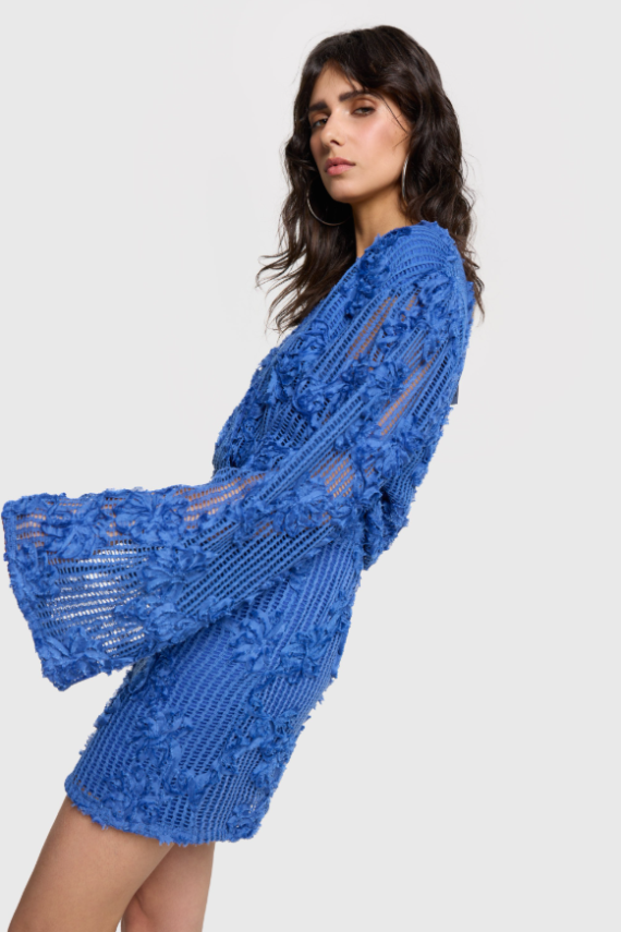 Tape lace dress cobalt Alix the Label