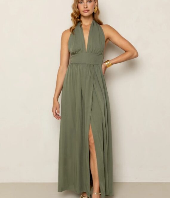 Dominic maxi jurk oil green Freebird