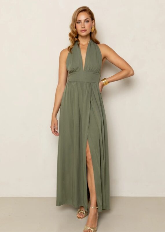 Dominic maxi jurk oil green Freebird