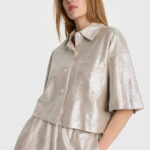 Foil cropped blouse Alix the Label