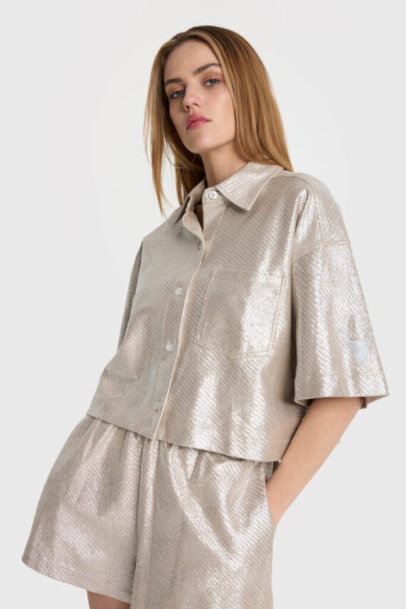 Foil cropped blouse Alix the Label