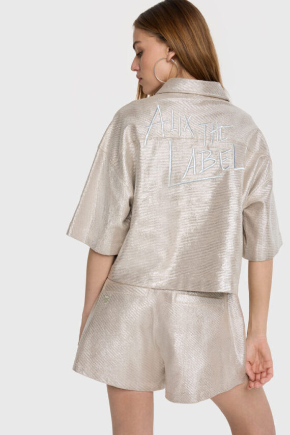Ladies foil cropped blouse Alix the Label